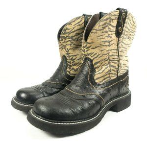 Justin Gypsy Zebra Ostrich Print Western Boots